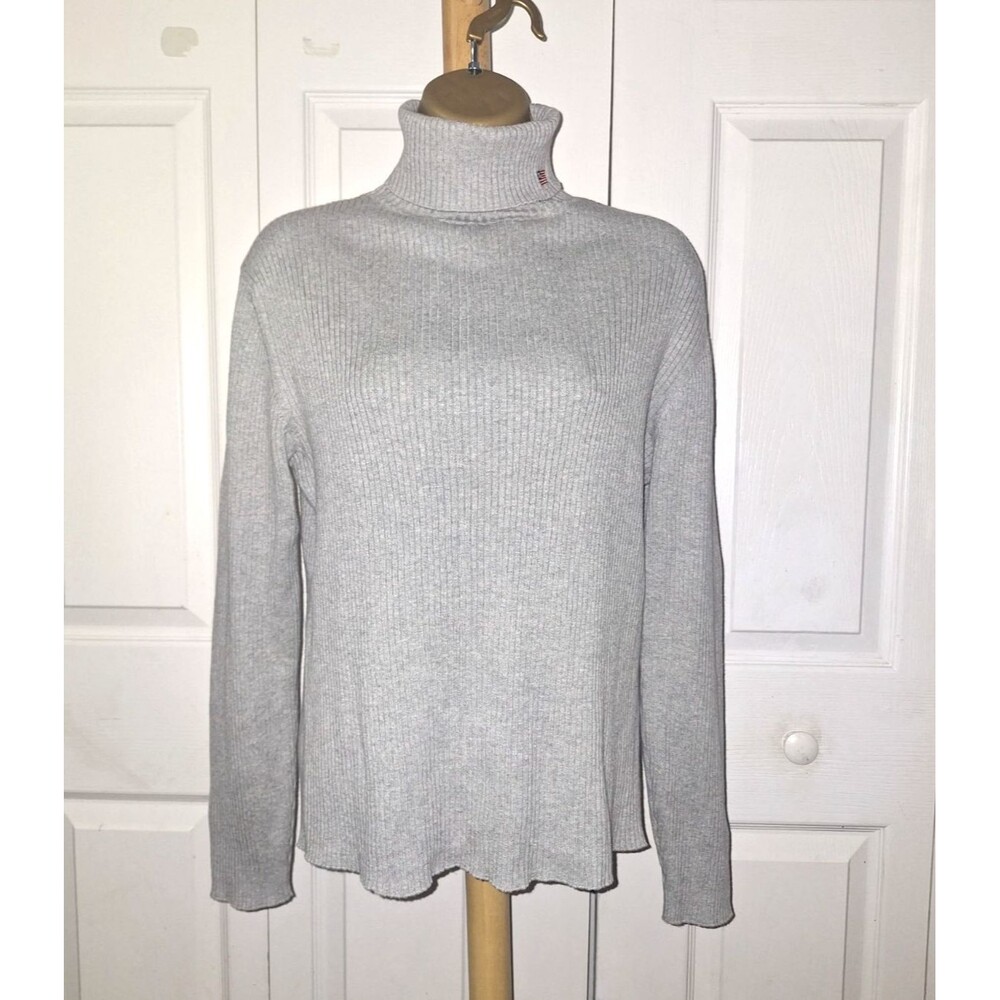 Polo Ralph Lauren Gray Ribbed Turtleneck Long Sleeve Sweater Medium Preppy Logo